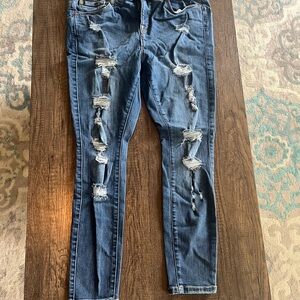 Torrid Ripped Blue Skinny Jeans